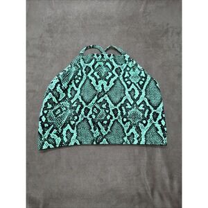LiCi Fit Boa Teal Green Criss Cross Crop Top Size Small